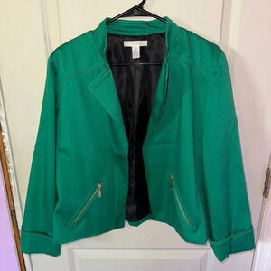 Chico's Kelly Green Moto Open Blazer Sz M (2)